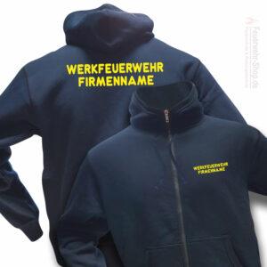 Feuerwehr Premium Kapuzen-Sweatjacke Werkfeuerwehr I mit Firmennamen