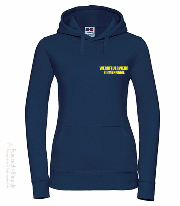 Feuerwehr Premium Damen Kapuzen-Sweatshirt Werkfeuerwehr II mit Firmennamen