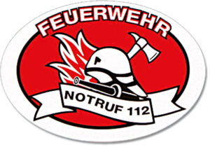 Aufkleber Feuerwehr Helm+Axt Notruf 112