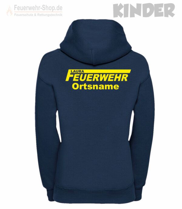 Kinderfeuerwehr Premium Kapuzen-Sweatshirt mit Name im Logo und Ortsname