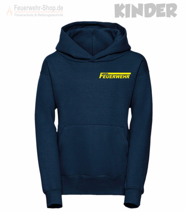 Kinderfeuerwehr Premium Kapuzen-Sweatshirt mit Name im Logo