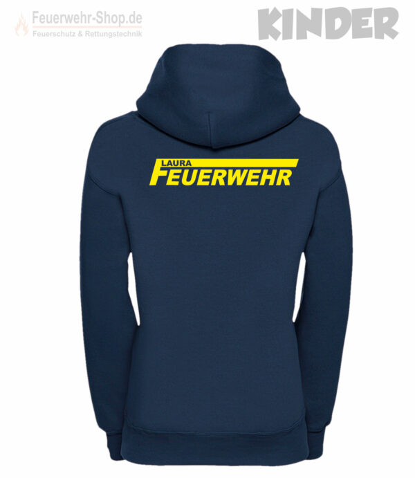 Kinderfeuerwehr Premium Kapuzen-Sweatshirt mit Name im Logo