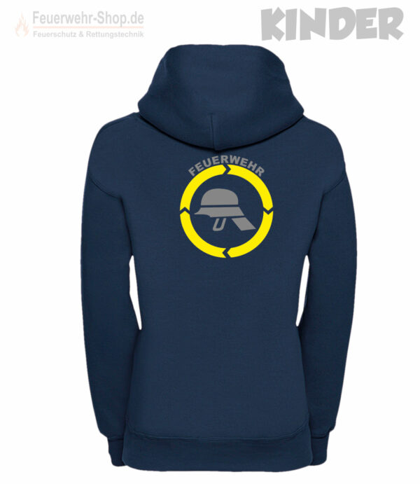 Kinderfeuerwehr Premium Kapuzen-Sweatshirt Helm mit Name