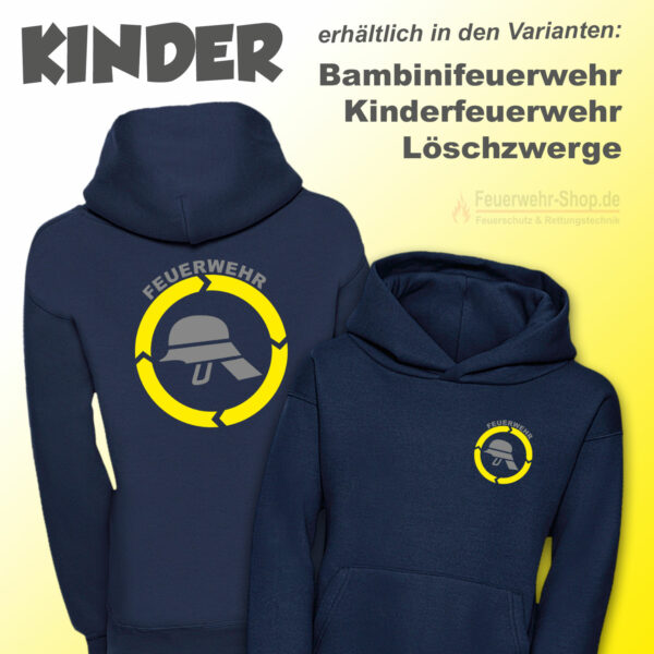 Kinderfeuerwehr Premium Kapuzen-Sweatshirt Helm