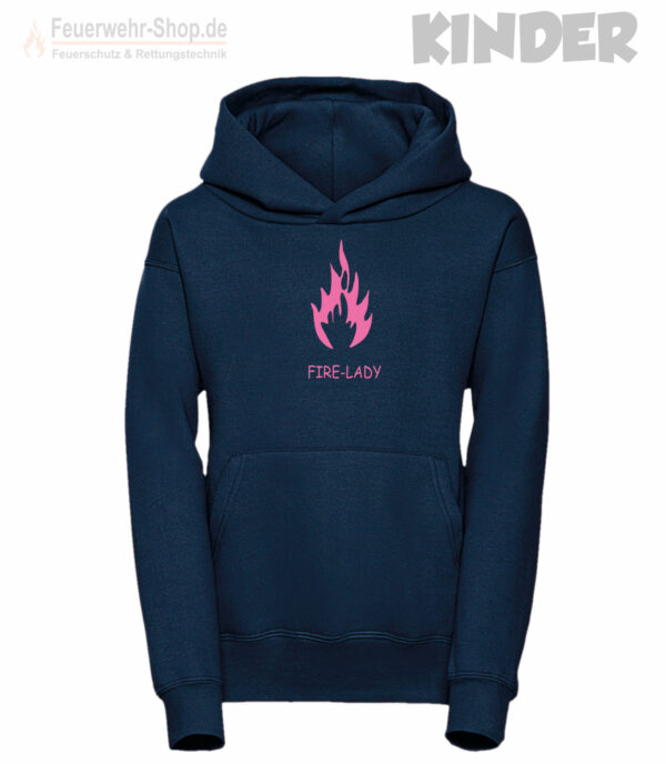 Kinderfeuerwehr Premium Kapuzen-Sweatshirt Logo "Firelady"