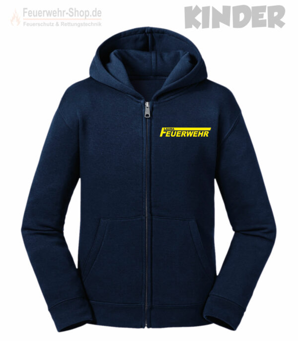 Kinderfeuerwehr Premium Kapuzenjacke Rundlogo mit Name im Logo