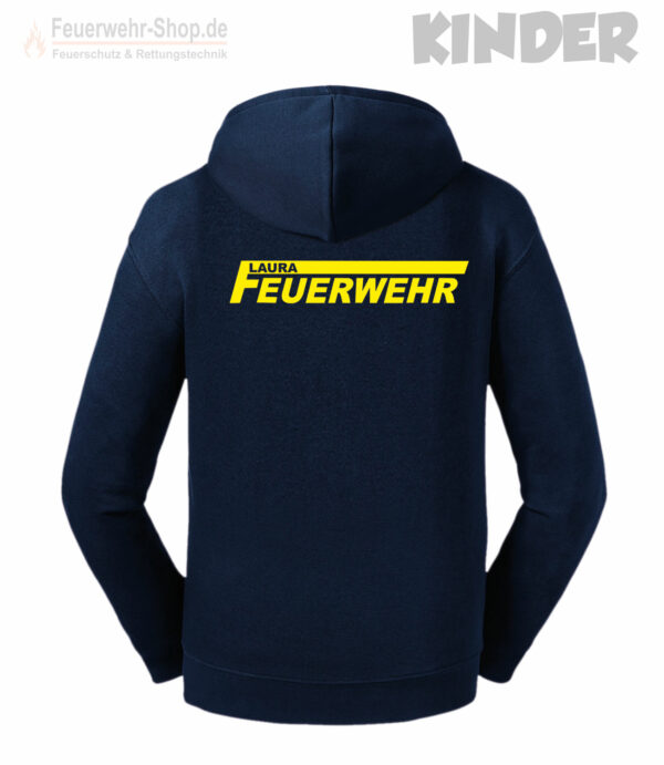 Kinderfeuerwehr Premium Kapuzenjacke Rundlogo mit Name im Logo