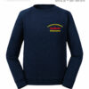 Kinderfeuerwehr Premium Sweatshirt Rundlogo mit Flamme und Ortsname