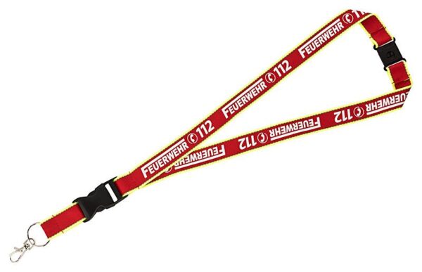 Lanyard Keyholder mit nachleuchtendem Aufdruck Feuerwehr 112